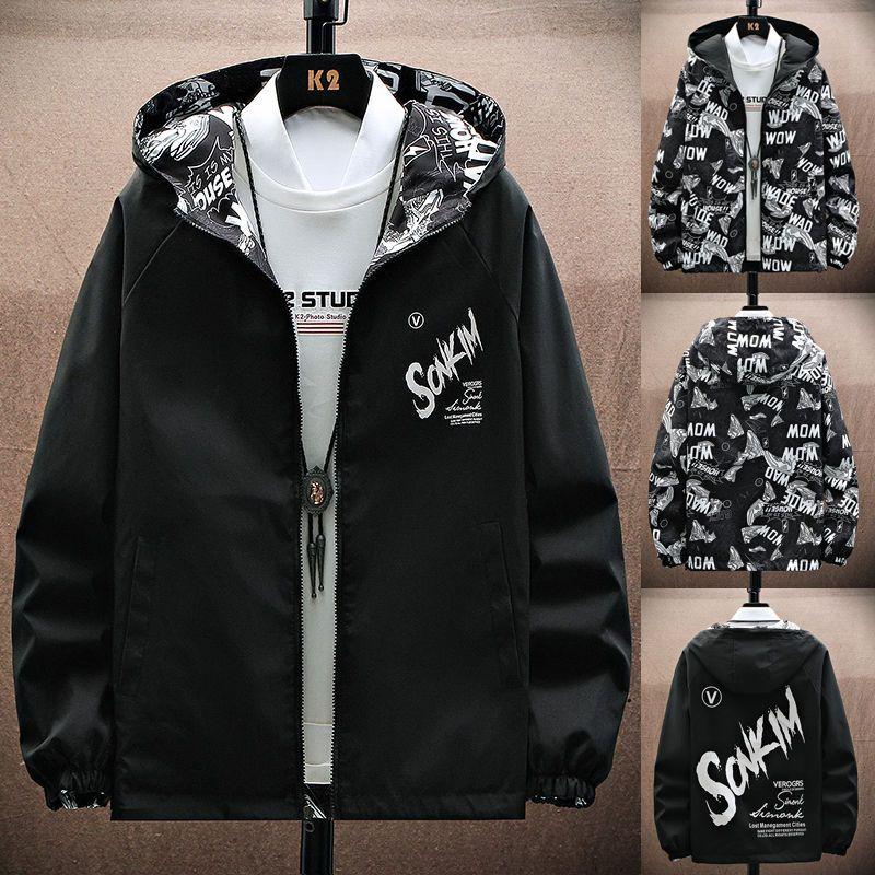NEU Strewear Printed Fashion Reversible Male God Jacket Männer Dünne Kapuzenjacken Windbreaker Kleidung Übergröße
