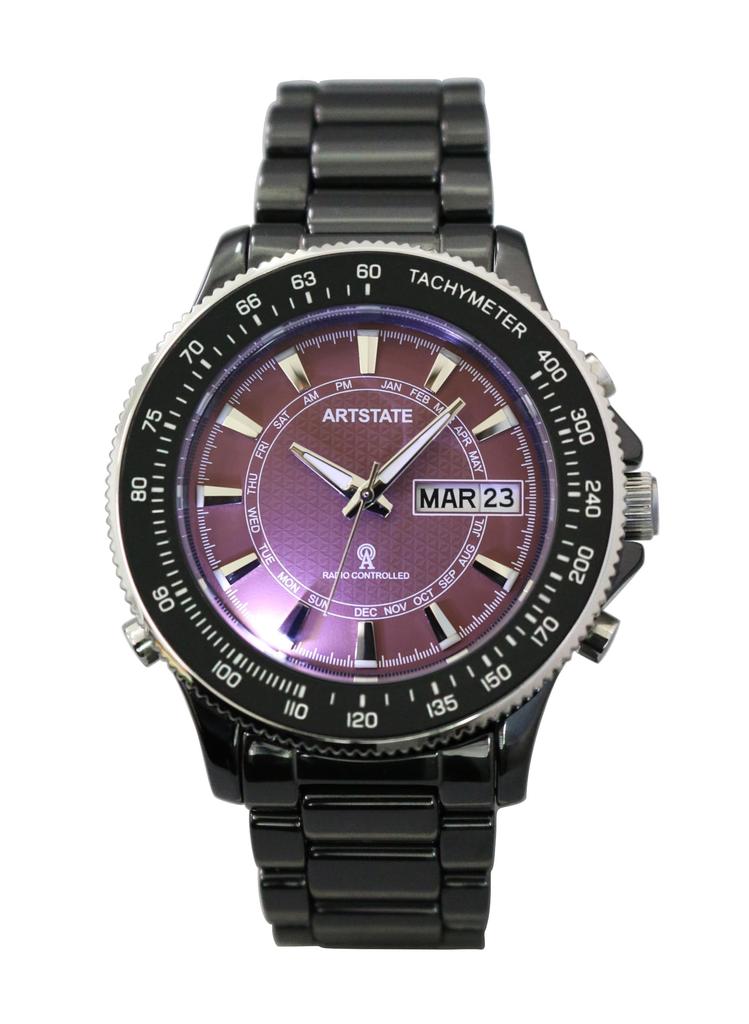 Watch with Date and Day Light Long Life [ARTSTATE W335B] Men's Radio-Controlled Display, Function, Black, Ceramic,