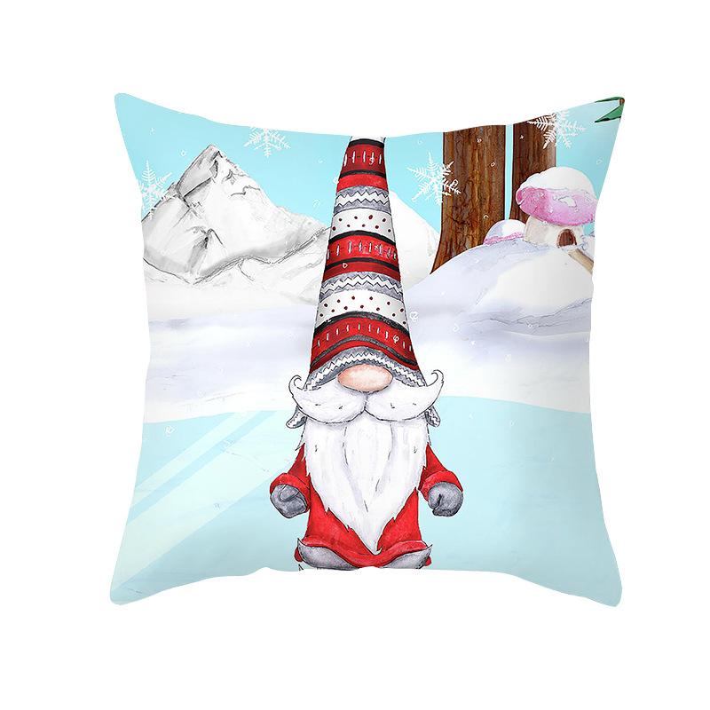 Cartoon Printed Christmas Pillow Case Peach Skin Santa Claus Wish Pillow Home Sofa Cushion