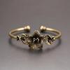 1 Pcs Creative Simple Gifts Retro Brass Flower Pattern Princess Bangle Classic Pure Copper Open Bracelet Ancient Wristband Gift