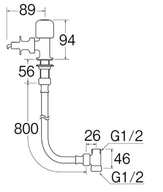 SANEI Dishwasher Branch Valve Hose Automatic 80cm Flexible Hose Shut-off Set, One-Touch Connection, Shut-off Function, Included, Y5050TVA-1S-13