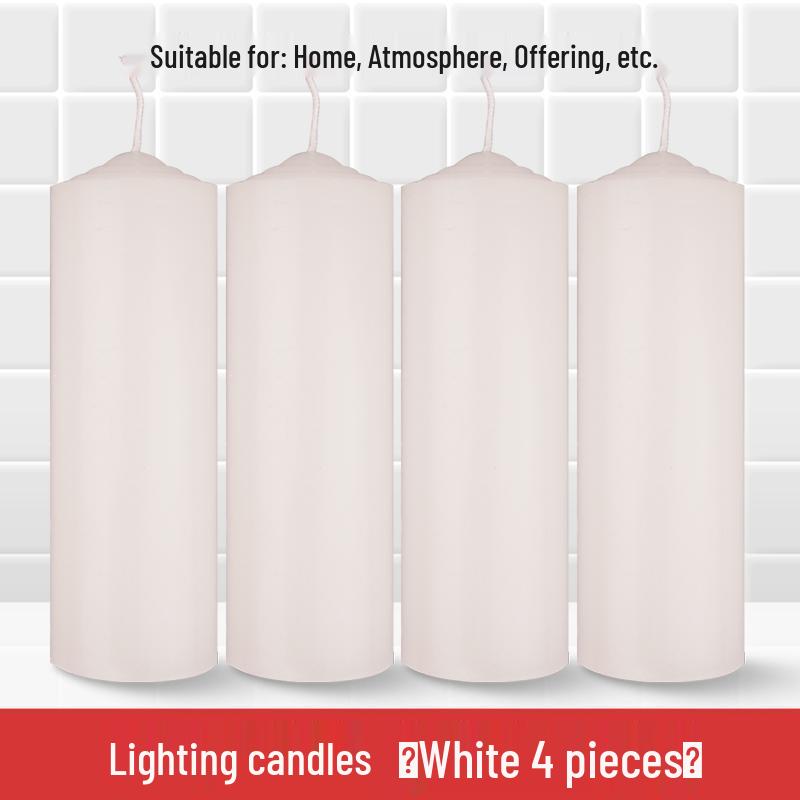 Smokeless Odorless Long-Lasting Emergency Candles: White, Yellow, Red, Thick Cylindrical for Holidays