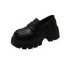 Platform loafers women's 2025 spring new versatile college style single shoes JK style black round head thick heel small leather shoes