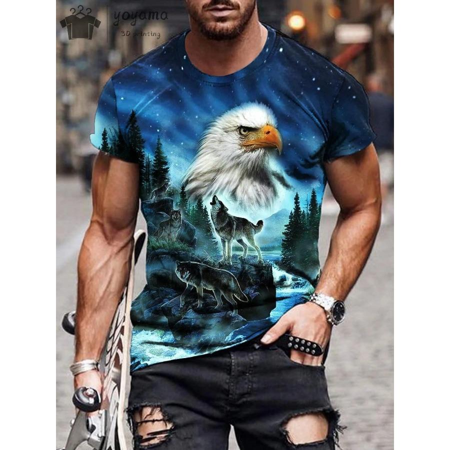 Men's T Shirts Vintage Animal Eagle 3d Printed Casual Short Sleeve Tee Shirt Fashion Outfits Streetwear O Neck Oversized Tops