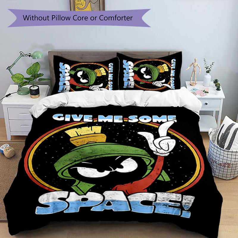 3pcs Marvin the Martian pattern bedding set duvet cover set includes duvet cover &pillowcases, perfect all season bedroom decoration & gift