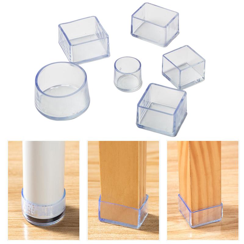 Furniture Leg Caps Chair Leg Caps Transparent Table Chair Foot Cover Silicone Wear-resistant Cap Noise Reduction Protect Floor