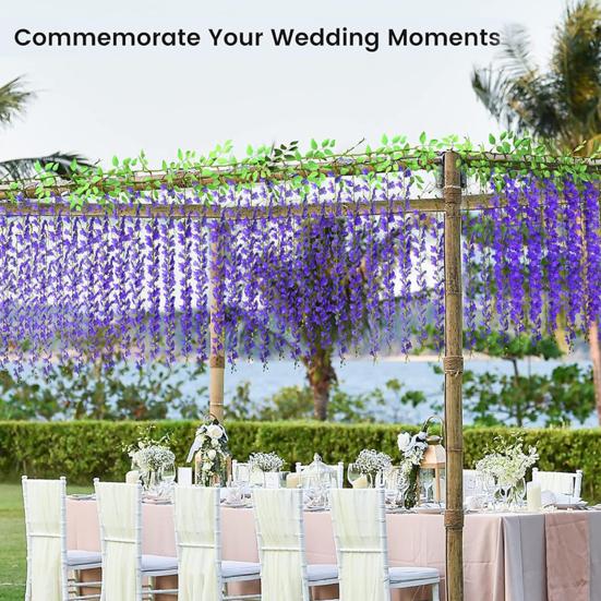 Simulated Wisteria Flowers Faux Weeping Plant with Flowers Artificial Flowering Wisteria Vine for Garland Wedding Arch Wall Decor