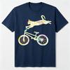 Gradient Art Cat Bicycle T Shirt Multi Color Options Cotton Short Sleeve Urban Style Daily Gift Tee for Cat and Bike Fans Top
