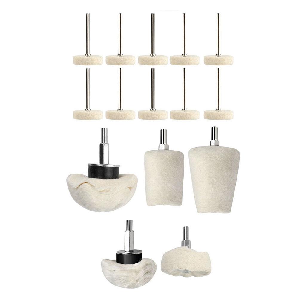Wool Wheel Buffing Pad Drill Kit Replacement Polishing Cloth Wheel Polishing Grinding 15pcs Set Accessories Practical