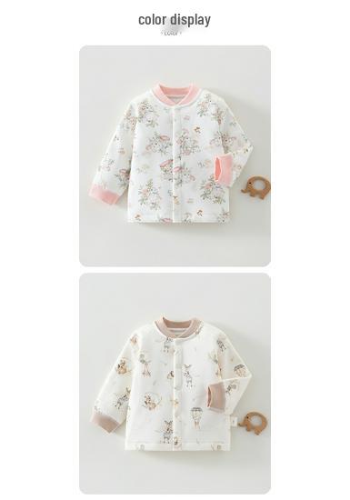 Unisex Baby Cartoon Jacket - Lightweight 60g Cotton, Two-Button, Seamless, Warm Outerwear for Autumn Outings.