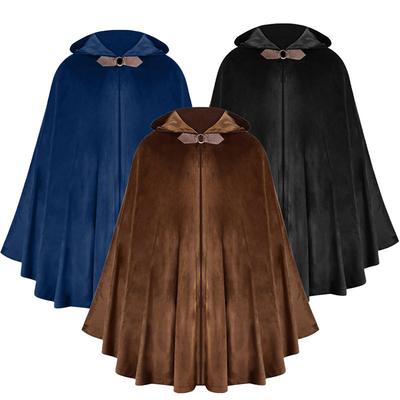 Halloween Hooded Cape Medieval Vampire Mantle Pirate Robe Battle Warrior Cosplay Costume