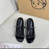 New Inner Height Increase 5cm Sweet Niche Sandals Bow Patent Leather Summer Outer Slippers Women