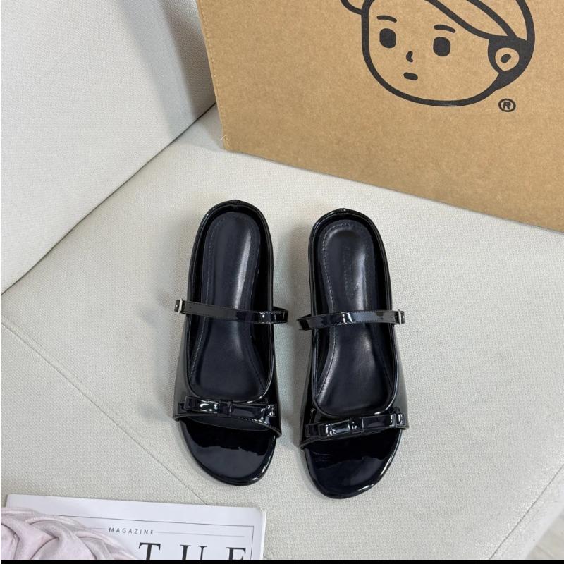 New inner height increase 5cm sweet niche sandals bow patent leather summer outer slippers women