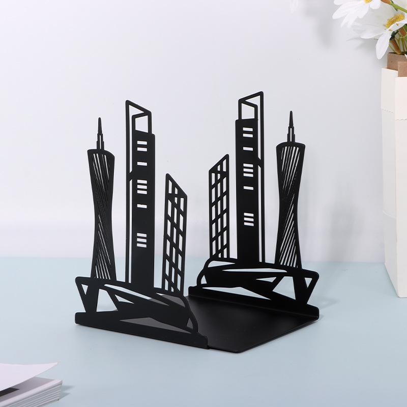 Creative Wrought Iron Metal Book Storage Rack and Personalized Hollowed-Out Bookends