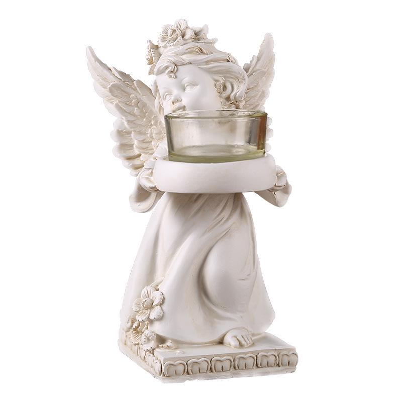 European Retro Angel Candlestick Resin Ornament for Romantic Candlelight Dinner Decor