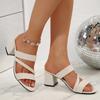 Summer Strap Party Office Red Lady Sandals Casual Women Sandals High Square Heels Peep Toe Shoes for Women Sandalias De Mujer