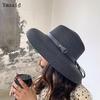 Sombrero de Paja de Verano Ymsaid Para Mujer Moda Elegante Lazo Dama Ala Ancha Caído Playa Visera Femenina Sombrero para el Sol