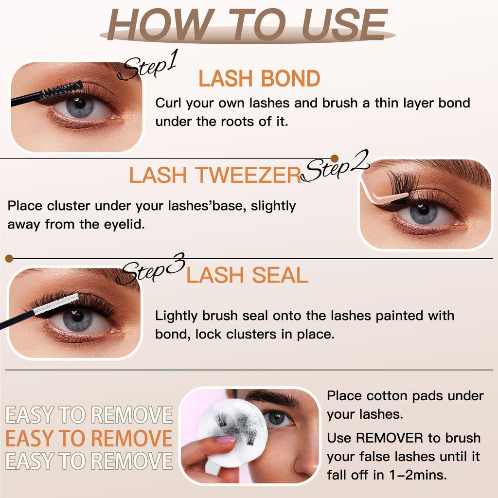 Single Cluster C Curved Multi-Hair False Eyelash Set 8-16Mmdiy Segmented Grafting Thick Eyelashes