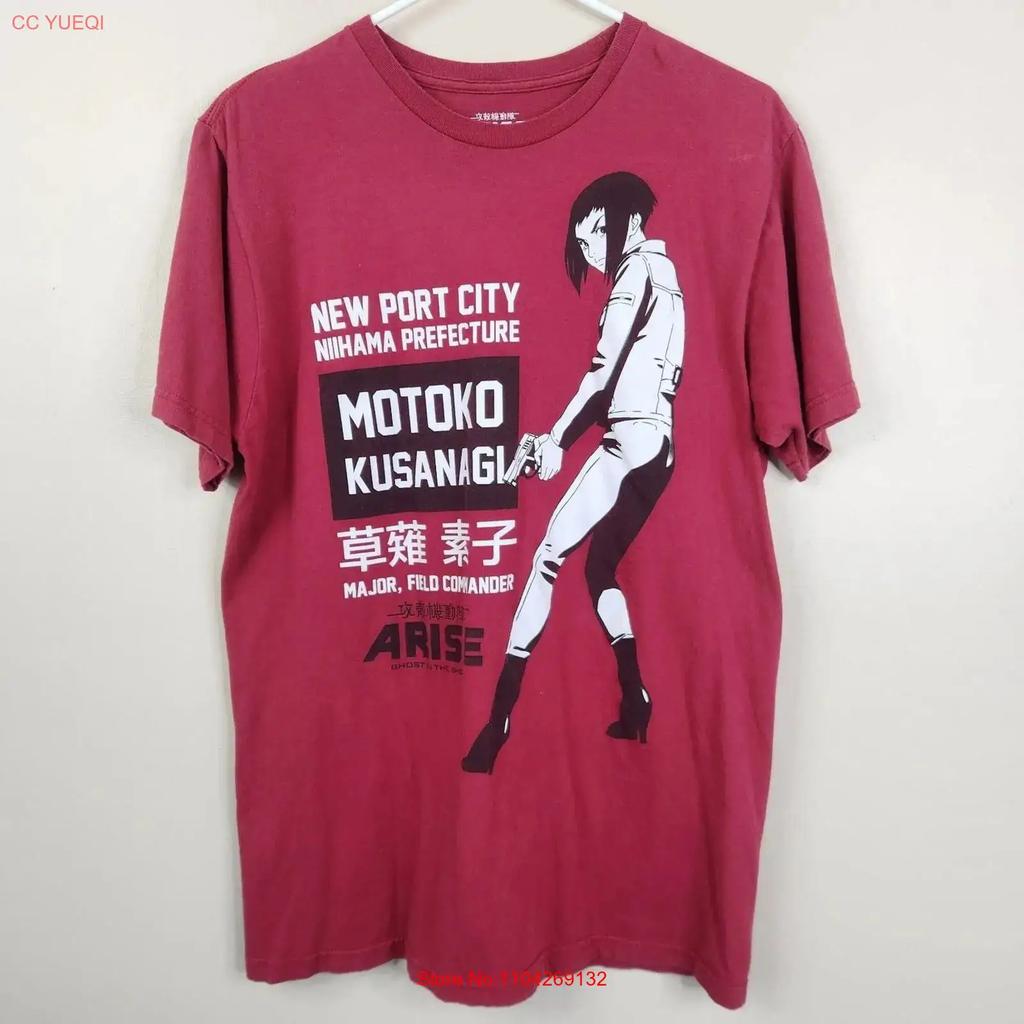 Arise Ghost In The Shell T-Shirt Motoko Kusanagi Anime Rot Unisex Groß Vintage Dehnbar Streetwear Homme