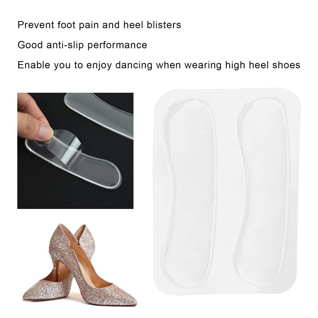 2pcs Transparent Silicone Heel Grips AntiSlip Blister Prevention Heel Liner Cushion Pad