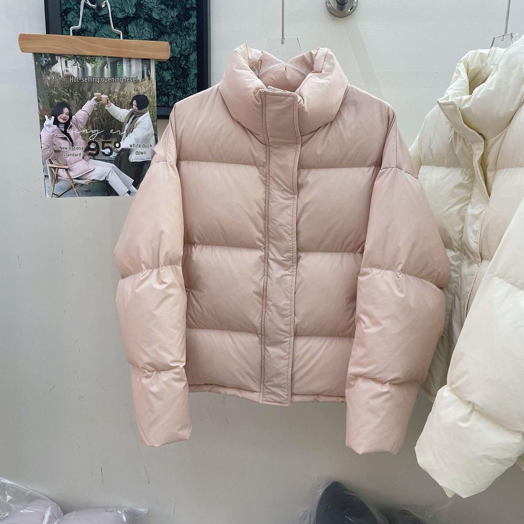 2025 Women's Petite Thickened White Duck Down Jacket - Short Stand-Up Collar