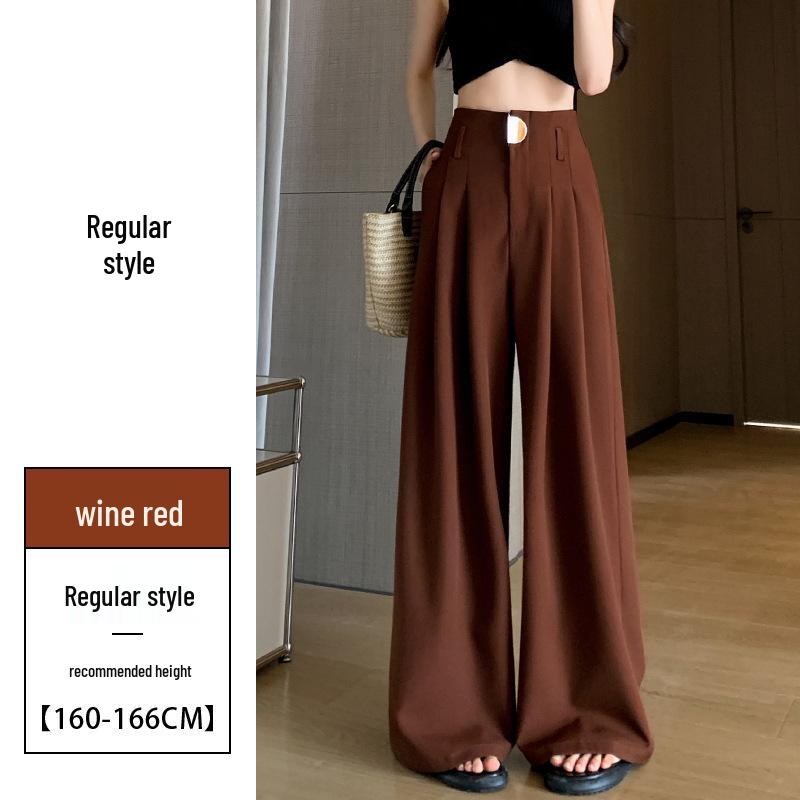 

Women s High-Waisted Wide-Leg Drape Pants, Summer 2025 Collection - Casual, Slimming, Floor-Length Suit Pants S вино красного