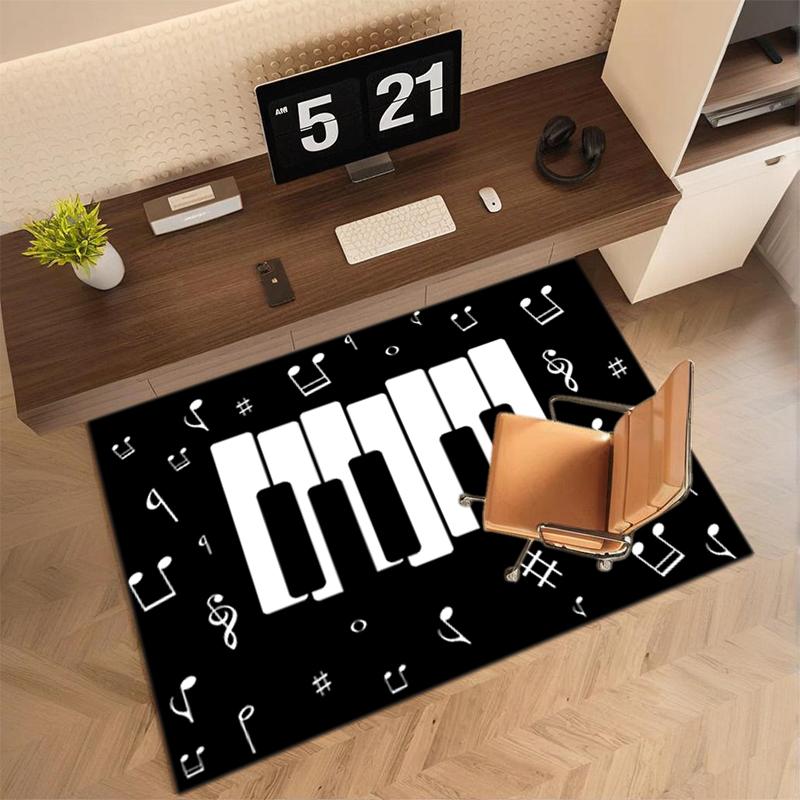 1Pc Piano keys music Printed circular carpet, home door mat, outdoor travel protection carpet A13