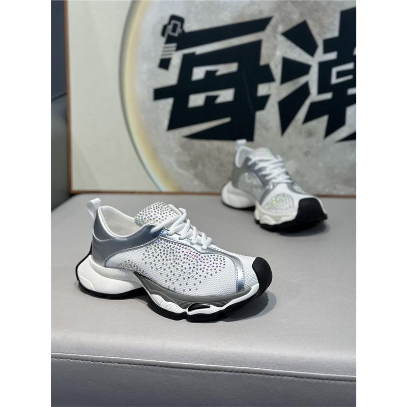 Spring new low-top mesh hot drilling comfortable casual breathable lace-up dad shoes qs