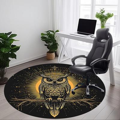 1pc Mystic Owl Artwork Chair Carpet for Office, Round Non-Slip Durable Large Size Office Carpet, Suitable for Office, Beautiful Decoration