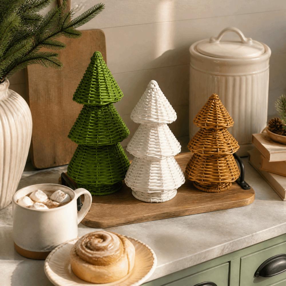 3 Sizes Desktop Xmas Ornament Mini Artificial Tabletop Trees Christmas