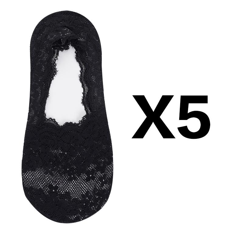 5 Pair Summer Women Socks Slippers Non-slip Breathable Lace Lace Invisible Sock Sexy Non-slip Cool Thin Socks Fashion Sock