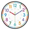 Kids Educational Wall Clock Color 12/24H Dial Non-Ticking Quartz Movement Wall Decor for School Classroom Kids Bedroom  Playroom