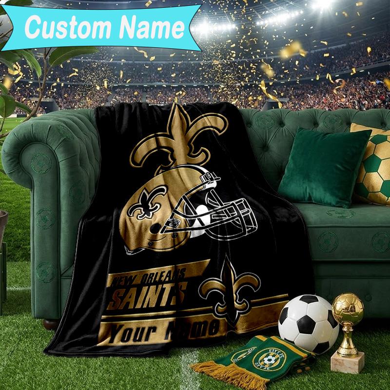 Custom Name Blanket Orleans Saints Logo Blanket Bedding Blanket for Travel, Camping, Living Rooms, Offices, Sofas, Fan Christmas gift