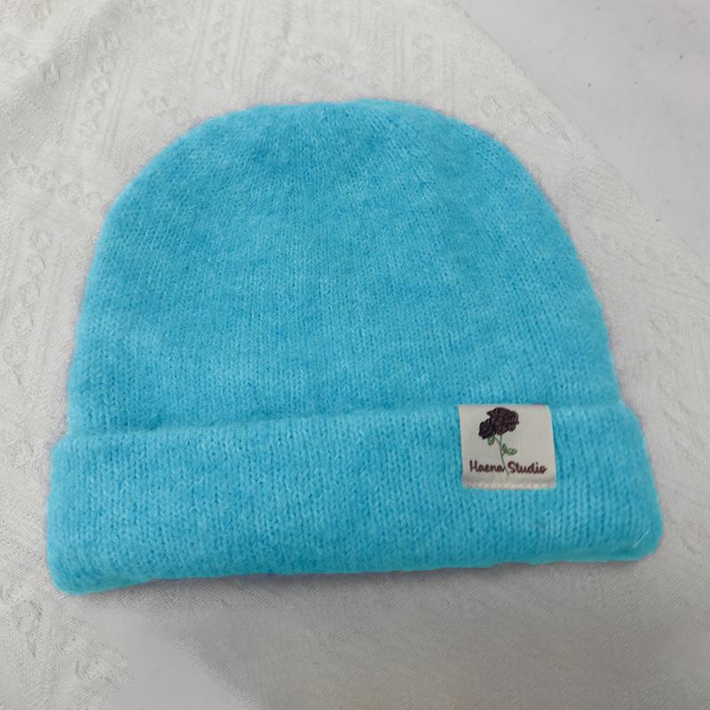 Autumn and Winter Hats for Women Solid Color Knitted Wool Hats Fashionable and Versatile Bag Head Hat Showing Face Small Warm Cold Hat