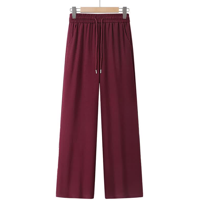 Qianlian Women s Summer High-Waist Straight Leg Pants 4XL вино красного