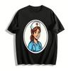Smiling Nurse Print Casual Medical Themed Top Pure Cotton T-shirt