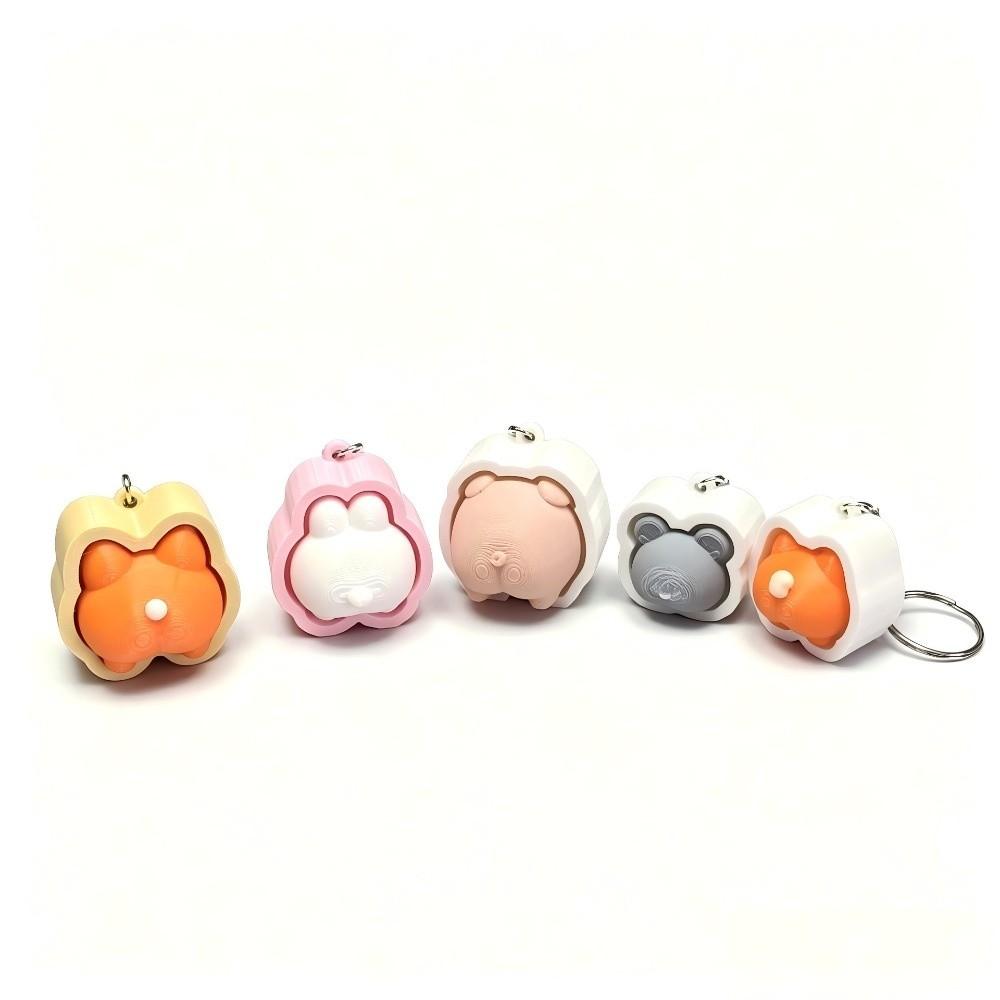 Slow Resbound Finger Button Clicker Soft Squeeze Toy Keychain Fidget Keychain  Holiday Gifts