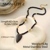 NIMAI 18K PVD Gold Stainless Steel Beaded Jewelry Set Natural Stone Heart Pendant Necklace Bracelet Set Women Factory
