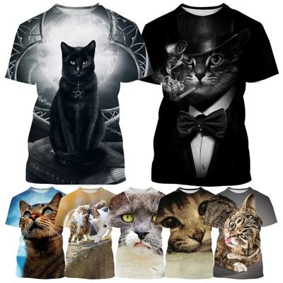 Modische, coole Rundhals-Shirts für Männer und Frauen mit 3D-Druck, süße, entzückende Haustiere, Katzen, Hunde, Tiere, kurzärmelig