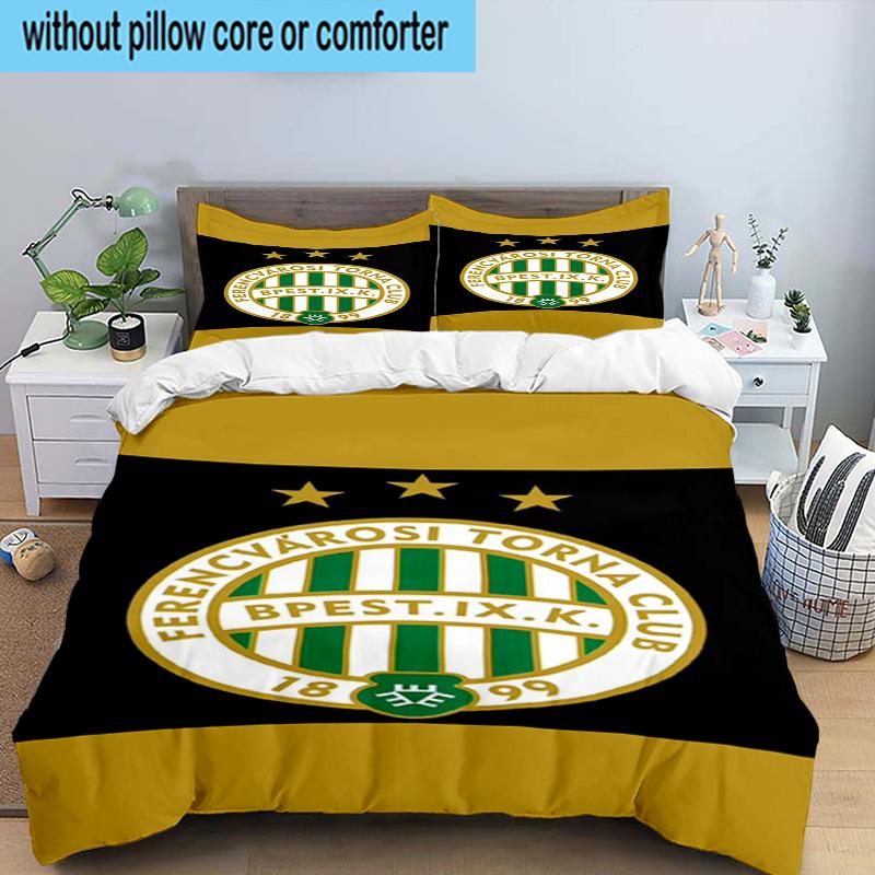 Ferencvaros TC Football Club 3PCS Bedding Set 2D Printing (Includes 1 Duvet Cover + 2 Pillowcases Coreless), Bedroom decor,Fan Gift