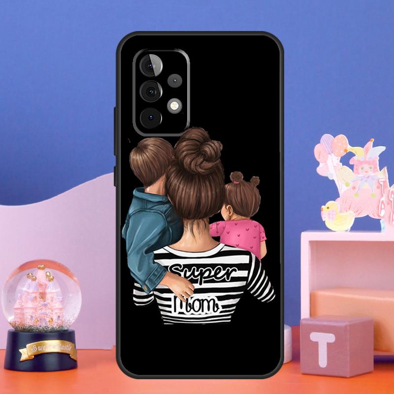 Super Dad Mom Baby Girl Twin Case For Samsung Galaxy A55 A16 A26 A36 A56 A54 A34 A14 A15 A35 A52 A12 A32 A13 A33 A53 A17