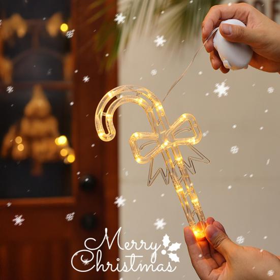 Christmas Window Curtain Lights with Snowflakes Santa Star Easy to Hang Christmas Ornaments with Suction Cups LED String