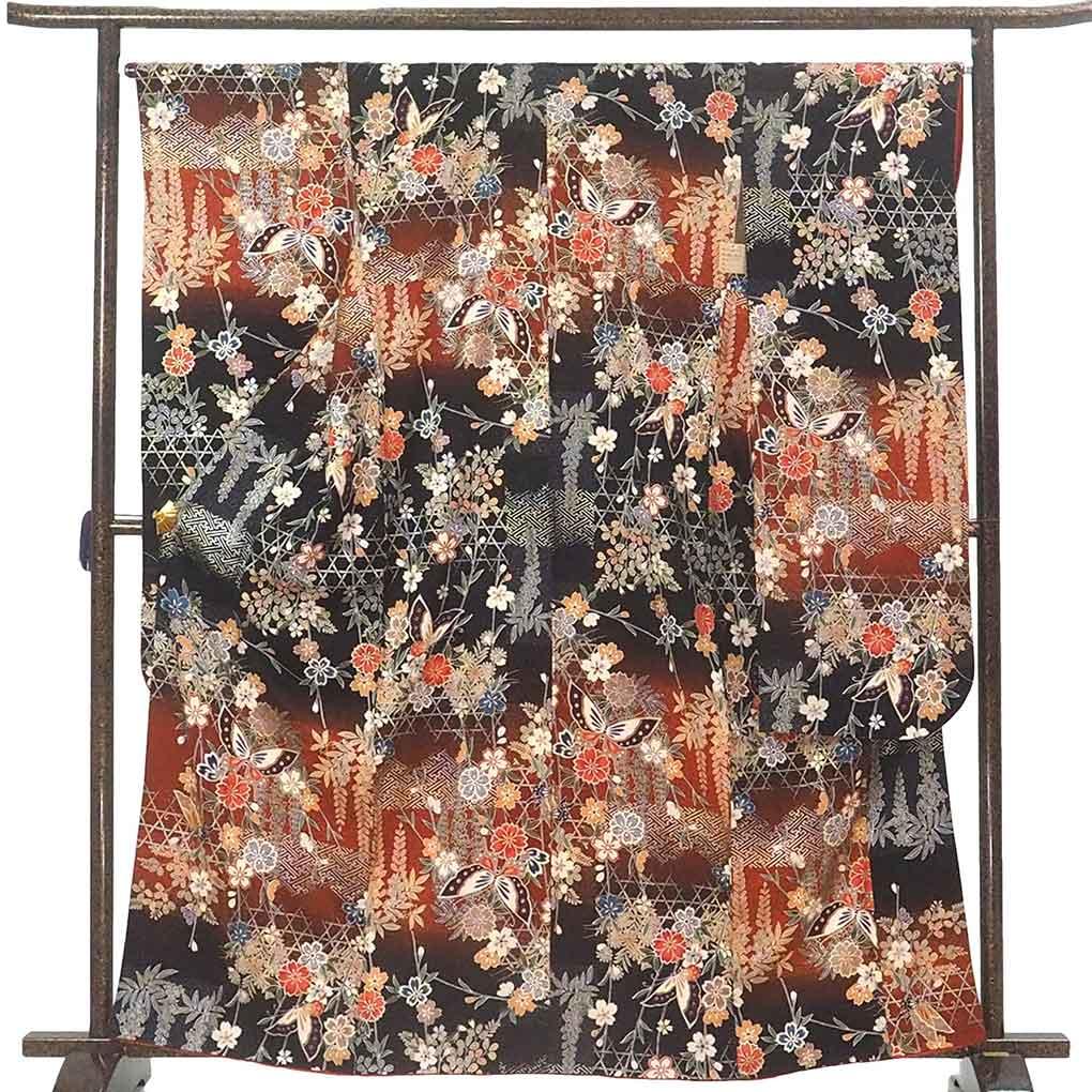 

[Used] Furisode Recycled Kimono Length 164cm Sleeve Length 66cm Front Width 25cm Back Width 30cm Sleeve Length 107cm Sleeve Width 34cm Women s