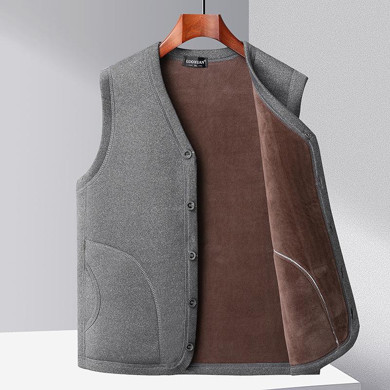 Winter Men's Vests Casual Man Fleece Warm Sleeveless Jackets Fashion V-Neck Outwear Thermal Fishing Waistcoats Clothing