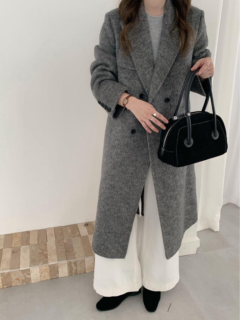 Korean Style Women's Urban Commuting Wool Coat - Long, Straight Shoulder Design with Suit Collar