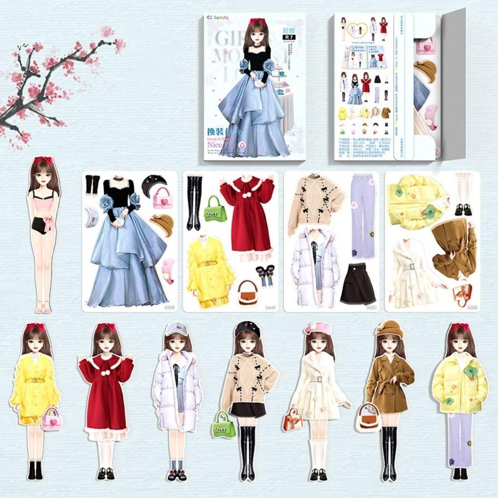 Pretend Play Magnetic Dress Up Dolls Magnet Clothes Girls Princess Stickers  Birthday Gift