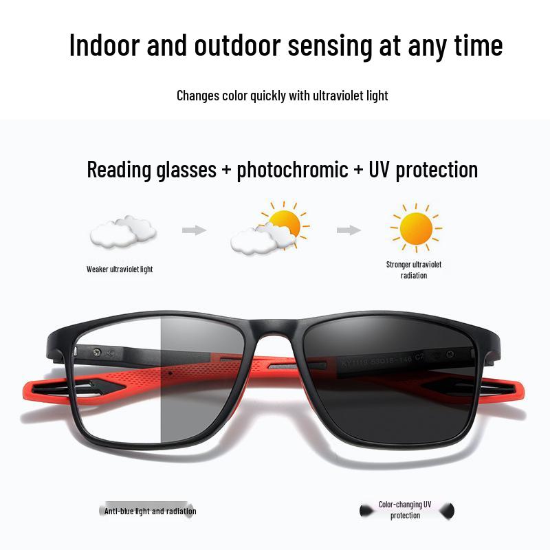 Ultra-Light Dual-Focus Photochromic Reading Glasses for Men - Anti-Blue Light, HD Progressive Multi-Focal Lenses