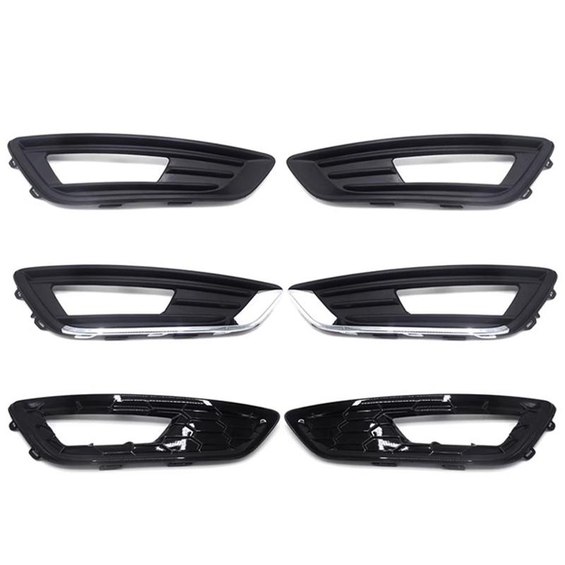 Car Foglight Foglamp Front Bumper Fog Light DRL Daytime Driving Lamp Cover Frame Hood Grille For Ford Focus MK3 2015 - 2018