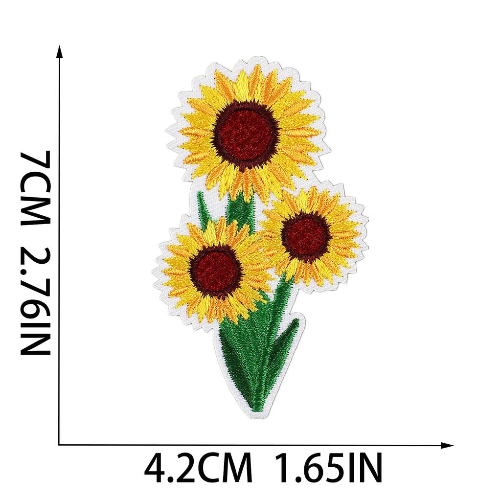 New Flower Embroidery Cloth Sticker Set, Clothes Decoration Patch Sticker, Cartoon Chrysanthemum Heat Transfer Embroidery Sticker