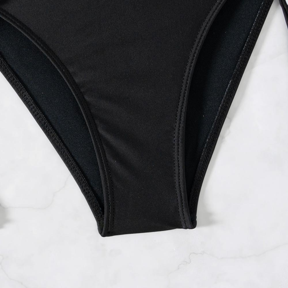 Quick-drying One-piece Solid Color Export Short-sleeved Swimsuit